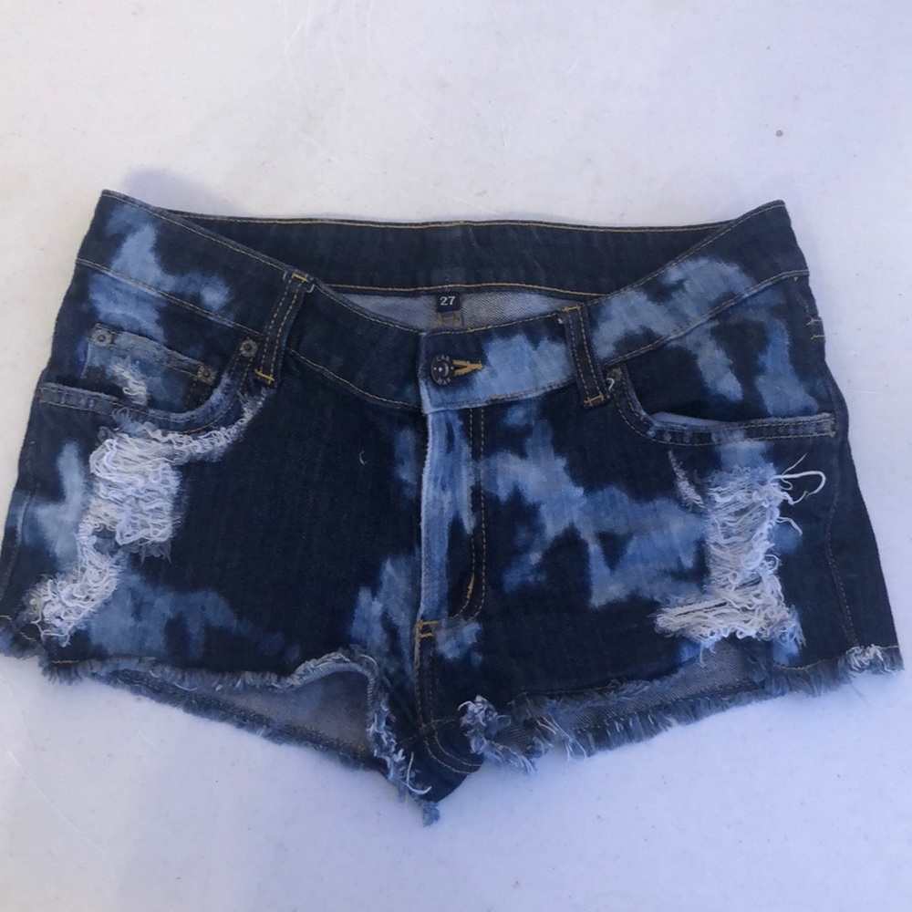 Carmar Tie Dye Denim Shortie Shorts